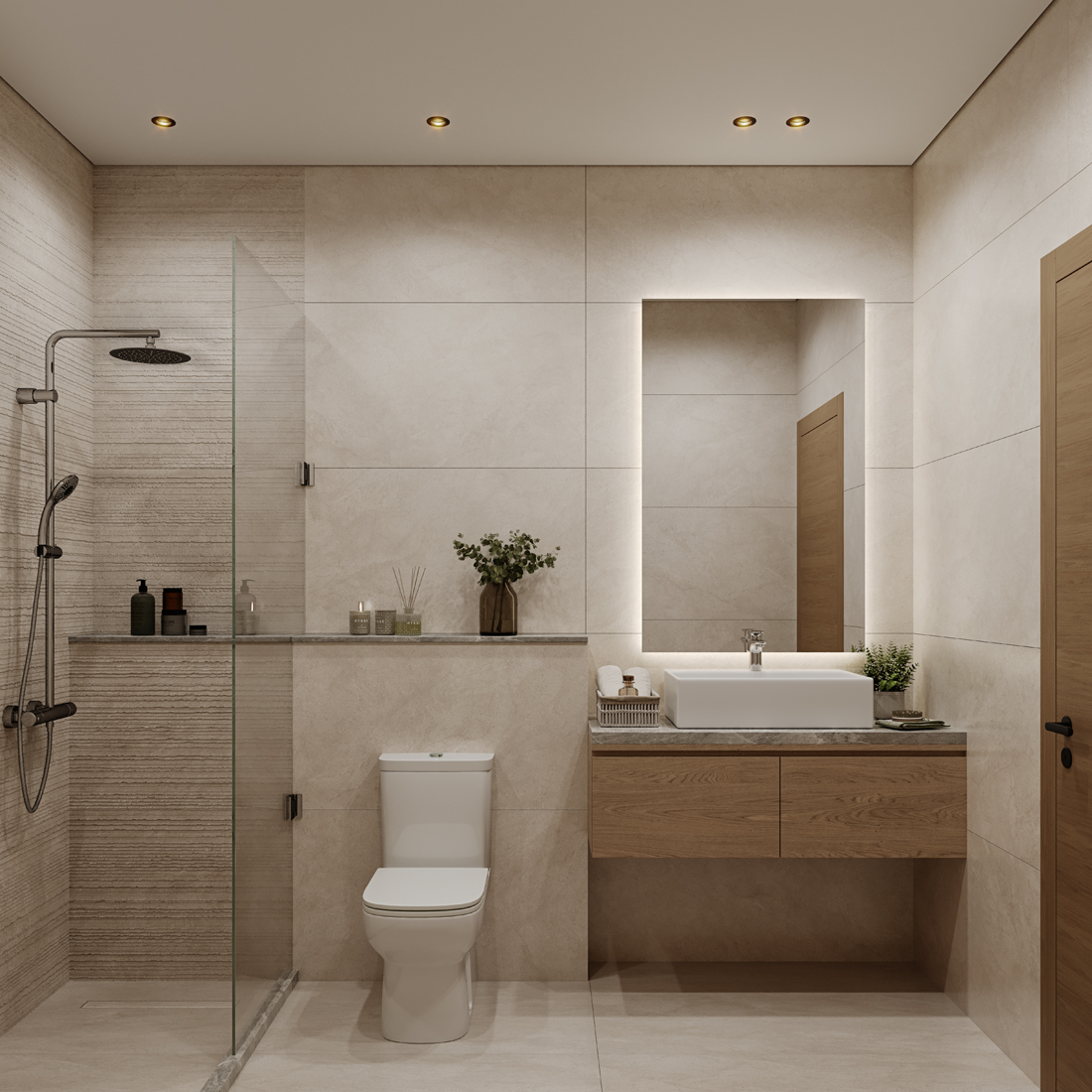 0921-WZ -1BD APT – Bathroom_Cam01_Updated Wadi Zaha – Muscat | Presented by Global Estates®