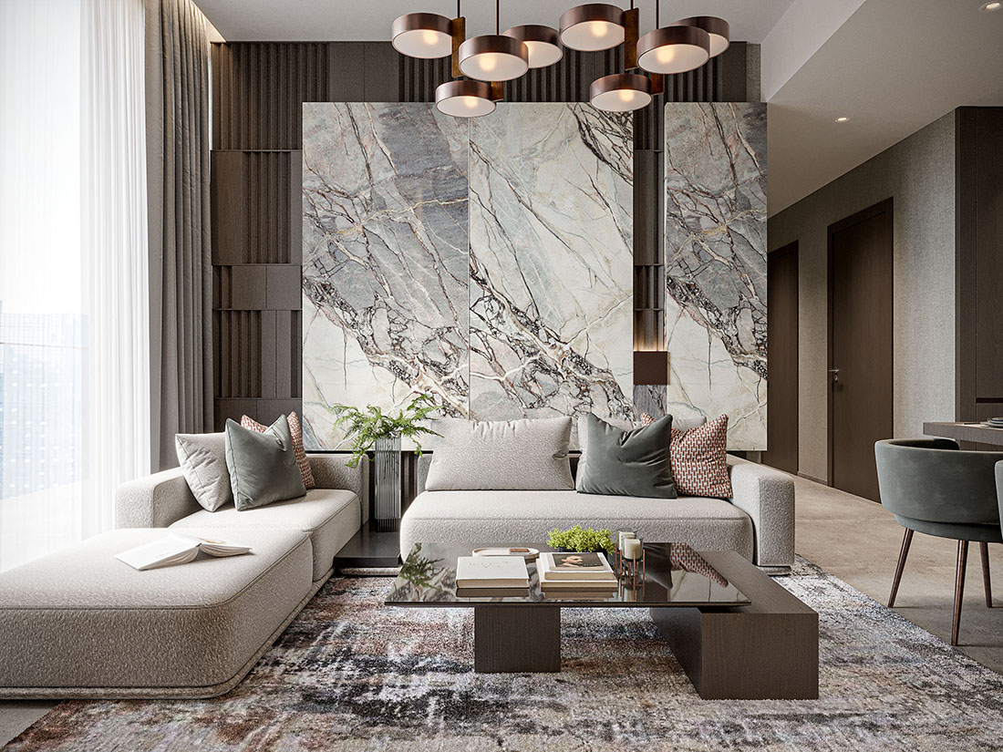 2 BHK_Living Room Sierra – Dubai | Presented by Global Estates®