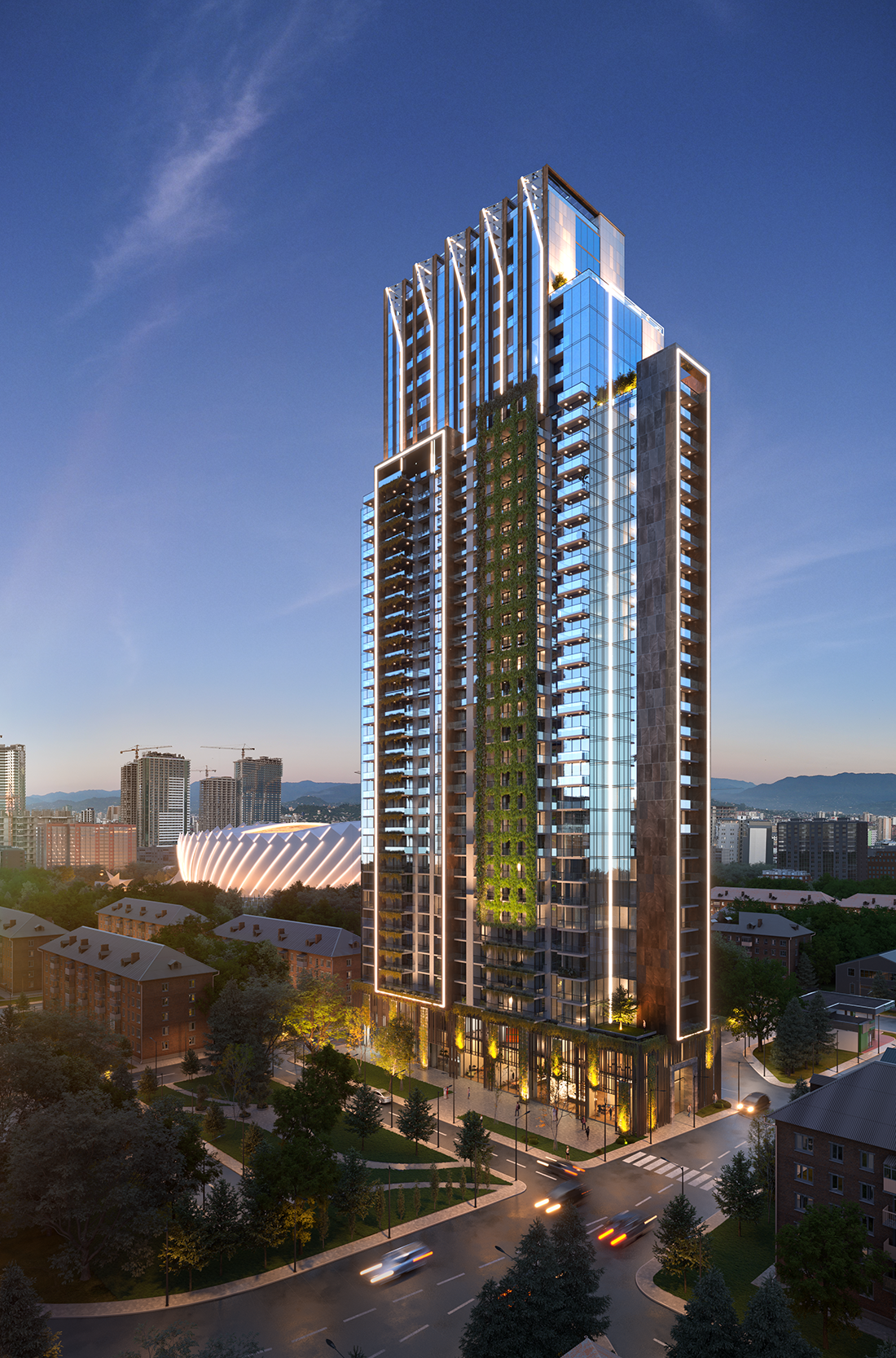 2023_09_11_General view_017 glass_neon ONE Tower – Batumi, Georgia | Presented by Global Estates®