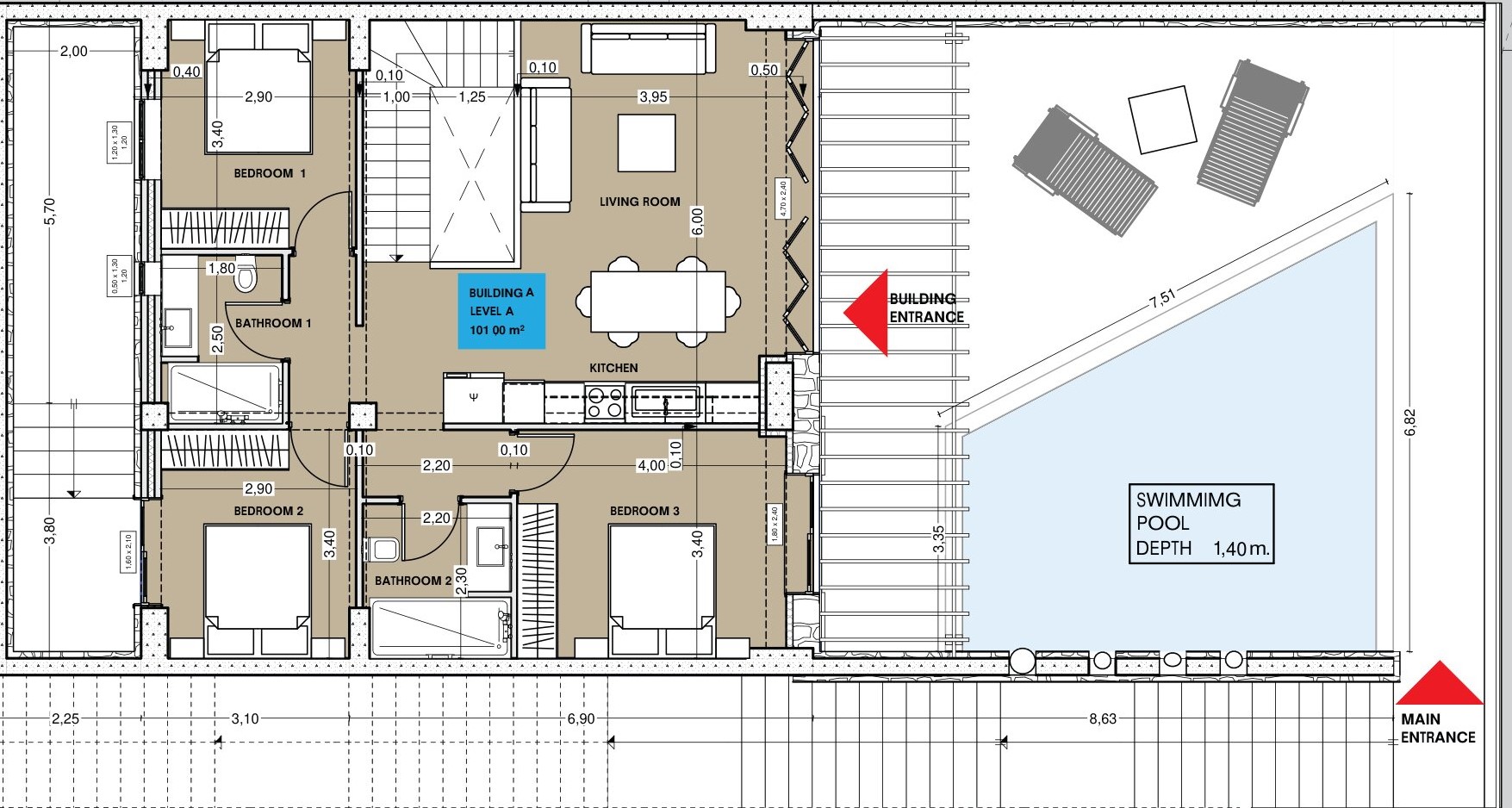 3 Bedroom Floor Plan Petrousa Island Villas – Kythnos | Presented by Global Estates®